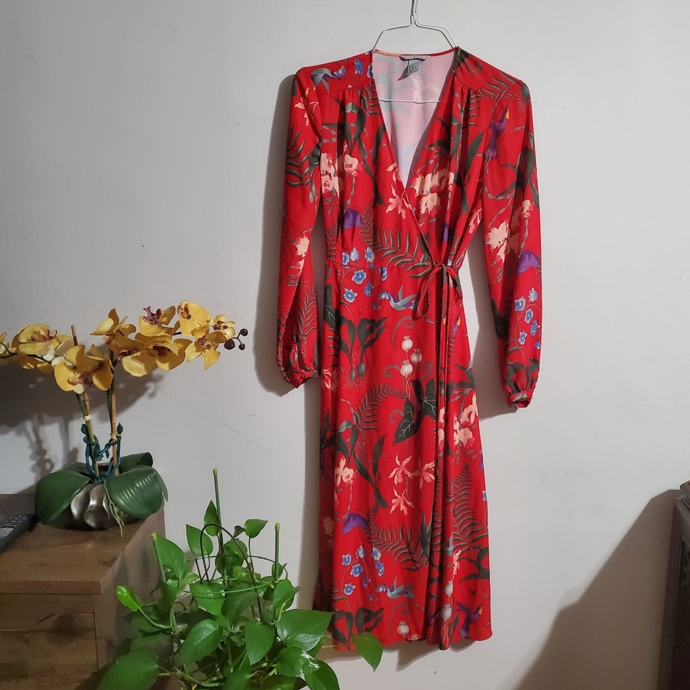 H&M Red Floral Midi Dress - Picture 3 of 13